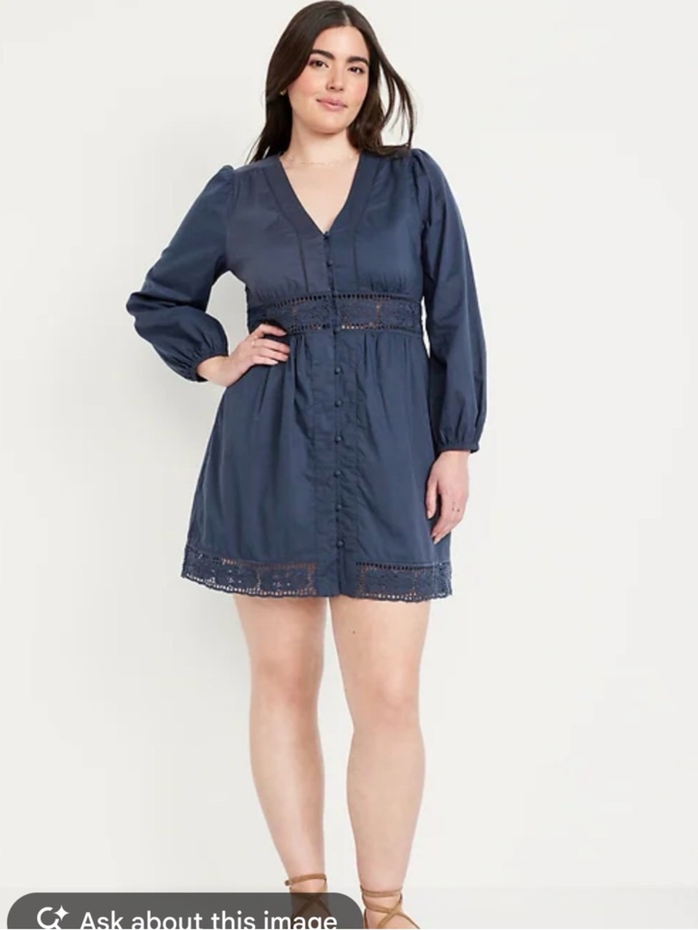 Old Navy Dark Navy Button-Front Gathered Dress